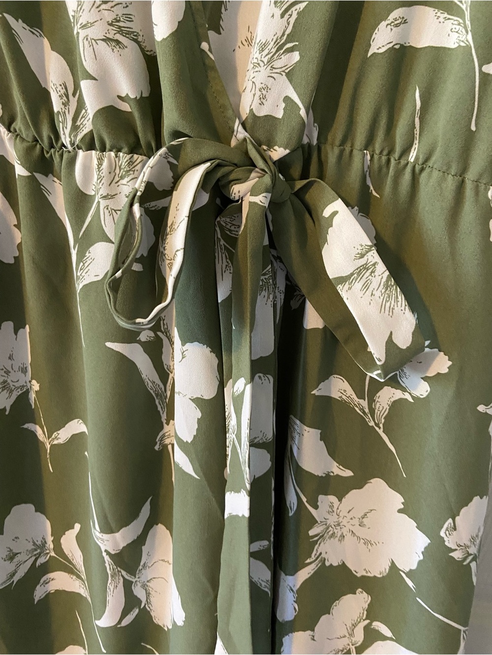 BloomChic Olive & White Floral Wrap Maxi Dress - Picture 3 of 7
